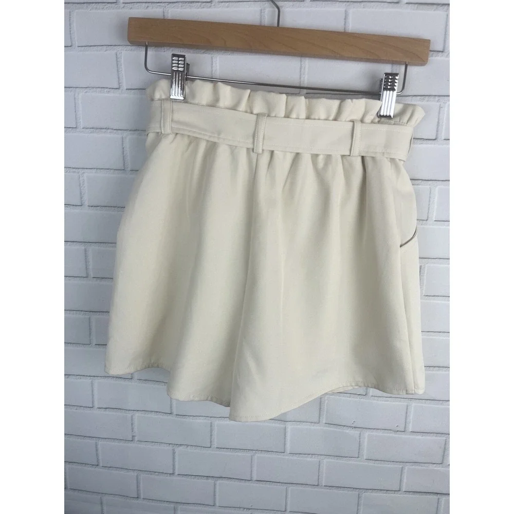 Skort‎ Skirt Shorts Womens Cream Paper Bag Dressy Beachy School Work Comfy